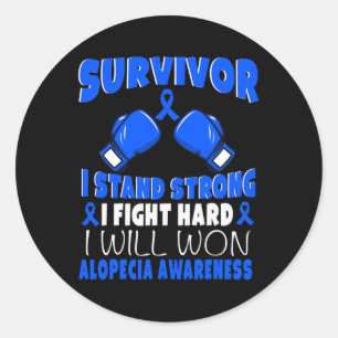 Sticker Rond Survivant Je Lutte Dur Alopécie Sensibilisation