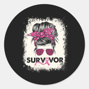 Sticker Rond Survivant Messy Bun Cerveau Sensibilisation au can