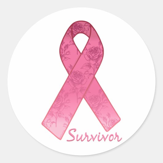 Sticker Rond Survivant rose au ruban (Devant)