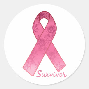 Sticker Rond Survivant rose au ruban
