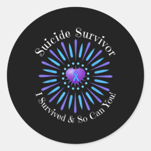 Sticker Rond Survivant Suicide J'Ai Survécu Ainsi Peux-Tu Homme