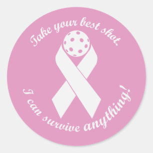 Sticker Rond Survivante du cancer du sein de Pickleball