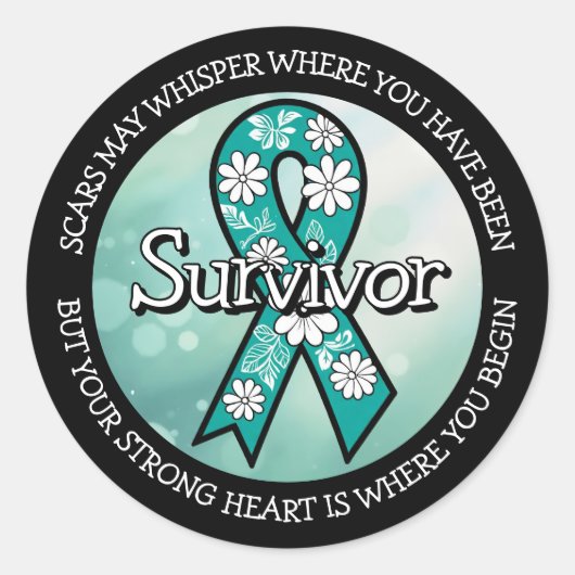 Sticker Rond Survivor SA Teal Awareness Ribbon (Devant)