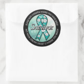 Sticker Rond Survivor SA Teal Awareness Ribbon (Sac)