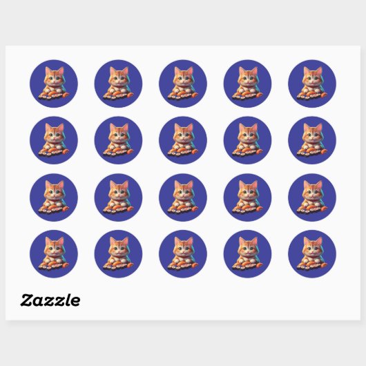 Sticker Rond Sushi Cat (Feuille)