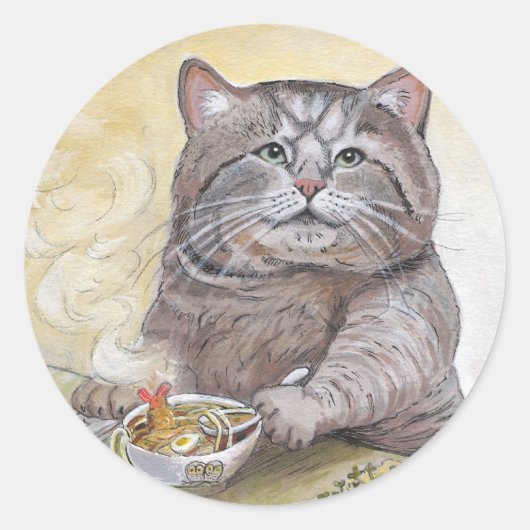 Sticker Rond Sushi Cat Tempura Udon (Devant)