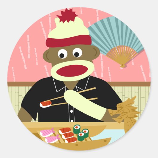 Sticker Rond Sushi de singe de soie (Devant)