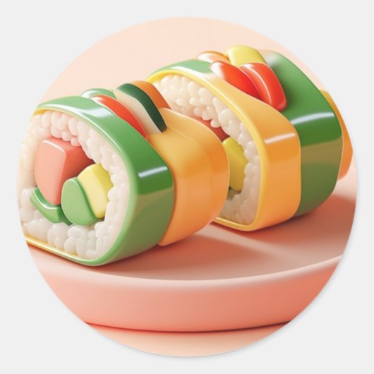 Sticker Rond Sushi Delight : Un chef-d'oeuvre culinaire numériq (Devant)