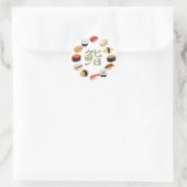 Sticker Rond Sushi et Kanji 回 転 寿 司 (Sac)