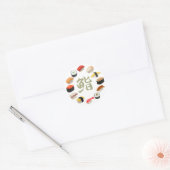 Sticker Rond Sushi et Kanji 回 転 寿 司 (Enveloppe)