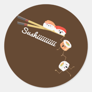 Sticker Rond Sushi Lover Japon Apris Cuisine Japonaise Chef
