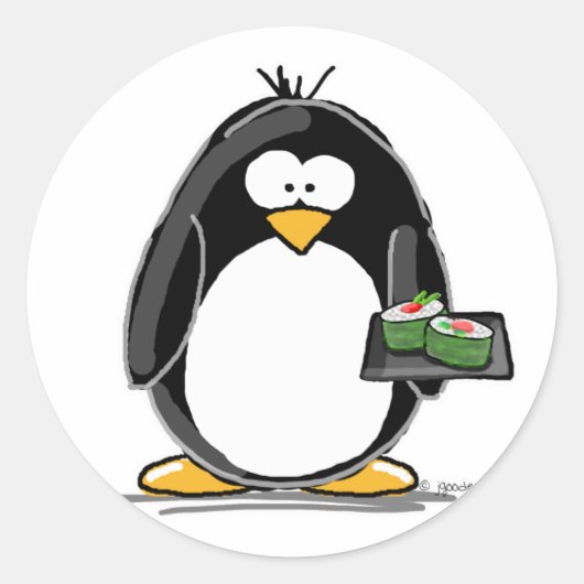 Sticker Rond Sushi Penguin (Devant)