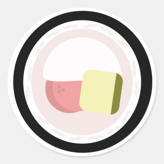 Sticker Rond Sushi Roll Saumon crème fromage Avocado (Devant)