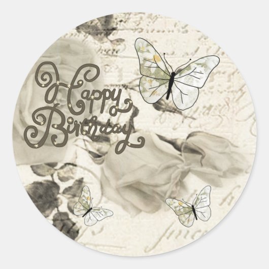 Sticker Rond SW Rosen et Schmetterlinge (Devant)