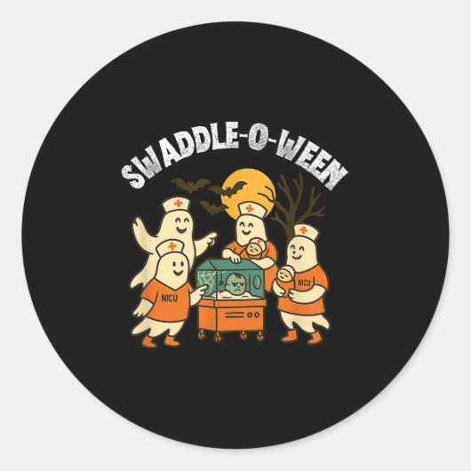 Sticker Rond Swaddle-o-ween Nicu Nurse Halloween Neonatal Fall (Devant)