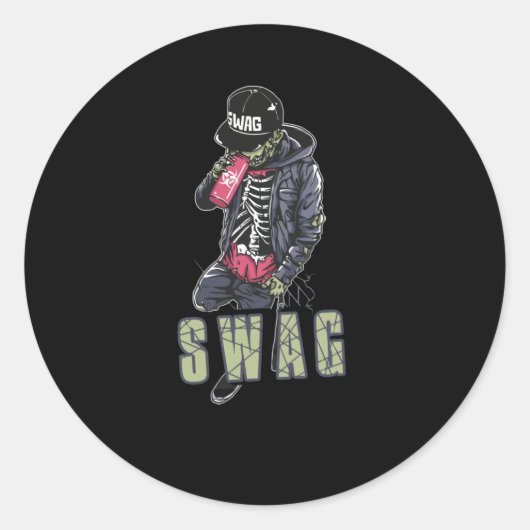 Sticker Rond Swag zombie (Devant)