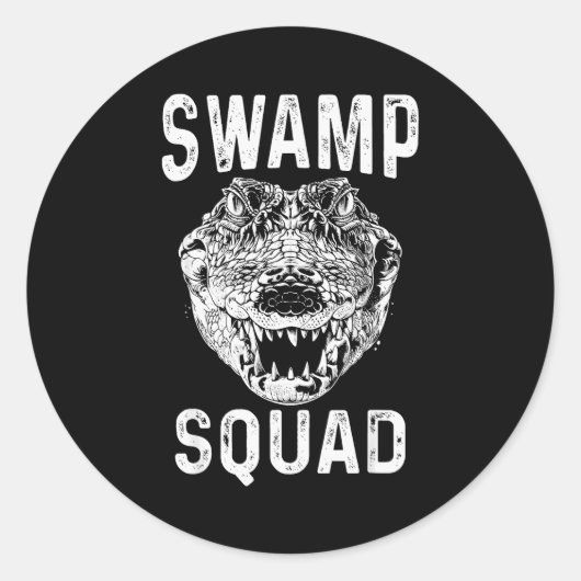 Sticker Rond Swamp Alligator Squad Reptile Gator Lovers Funny (Devant)