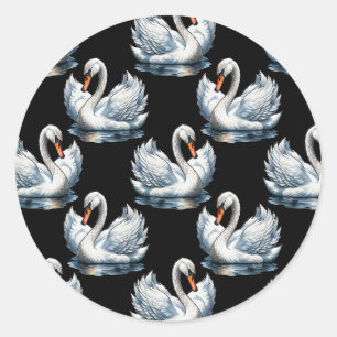 Sticker Rond Swan Birds Design Motif