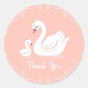 Sticker Rond Swans Baby shower Oiseau avec héritier