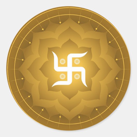Sticker Rond Swastika Spirituelle Sur Lotus (Devant)