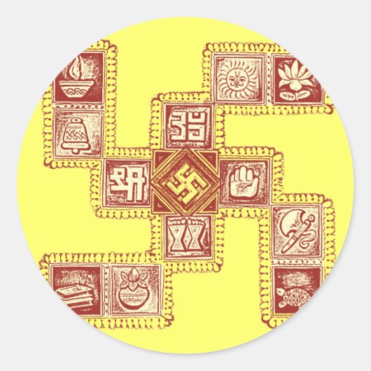 Sticker Rond Swastika traditionnelle indienne (Devant)