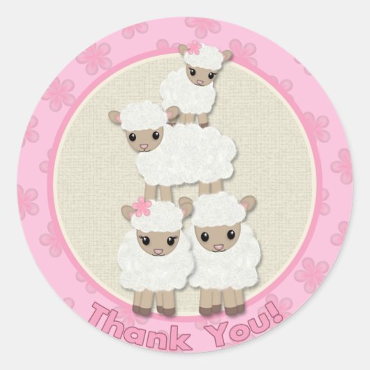 Sticker Rond Sweams Baby shower LAMB SDK#4B MERCI (Devant)