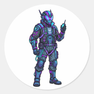 Sticker Rond Sweat à capuche graphique Mecha de pilote cybernét