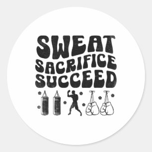 Sticker Rond Sweat Sacrifice Succee Boxer Sport Force Athl