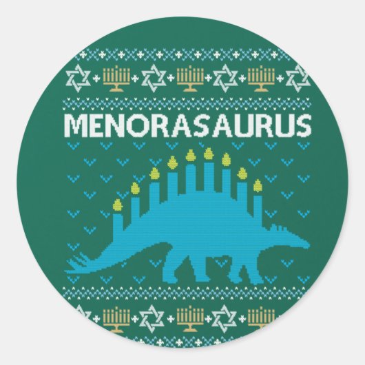 Sticker Rond Sweater, Menorasaurus, Dinosa juif (Devant)