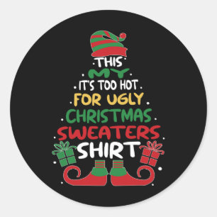 Sticker Rond Sweaters de Noël moches pas chers Drôle Noël Homme