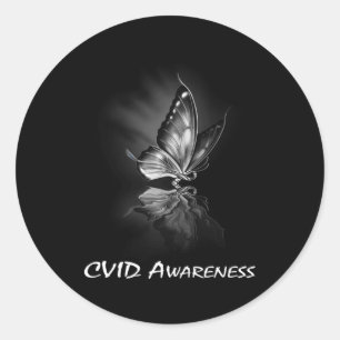 Sticker Rond Sweatshirt de sensibilisation au CVID au ruban pap