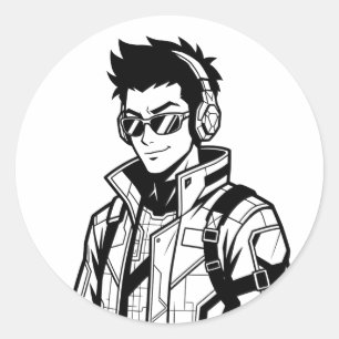 Sticker Rond Sweatshirt graphique de personnage d'anime cinémat