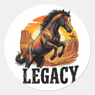 Sticker Rond Sweatshirt Legacy Wild Horse – Coucher de soleil s