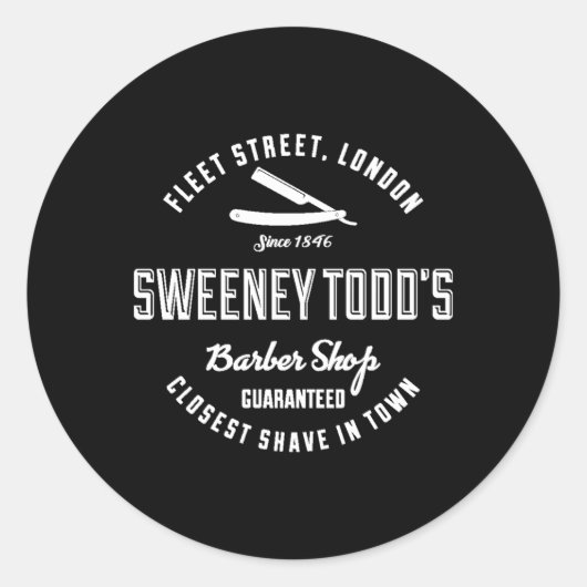 Sticker Rond Sweeney Todd'S Barber Shop (Devant)