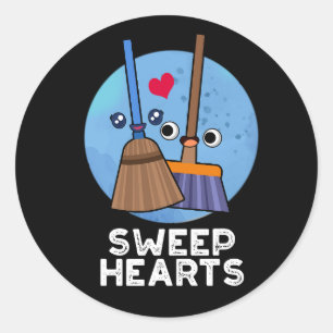 Sticker Rond Sweep Hearts Funny Couple Pun Dark BG