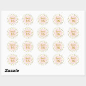 Sticker Rond Sweet 16 Anniversaire Lumière Rose Gold Confetti (Feuille)