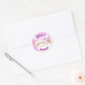 Sticker Rond Sweet 16 Aquarelle rose or Glam Script Anniversair (Enveloppe)