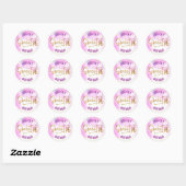 Sticker Rond Sweet 16 Aquarelle rose or Glam Script Anniversair (Feuille)
