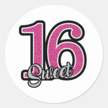 Sweet 16 autocollant/sceau classique rond