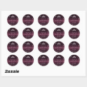 Sticker Rond Sweet 16 burgundy rose tiara nom script (Feuille)