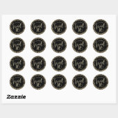 Sticker Rond Sweet 16 Chic Black Gold Parties scintillant Confe (Feuille)