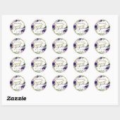 Sticker Rond Sweet 16 Emerald Purple Papillon Floral (Feuille)