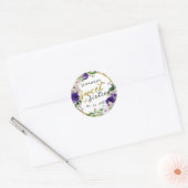 Sticker Rond Sweet 16 Emerald Purple Papillon Floral (Enveloppe)
