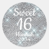 Sticker Rond Sweet 16 Fille Anniversaire Faveurs boîte à étain  (Devant)