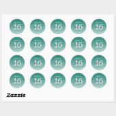 Sticker Rond Sweet 16 Green Parties scintillant Ombre Nom perso (Feuille)