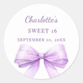 Sticker Rond Sweet 16 lavender bow (Devant)