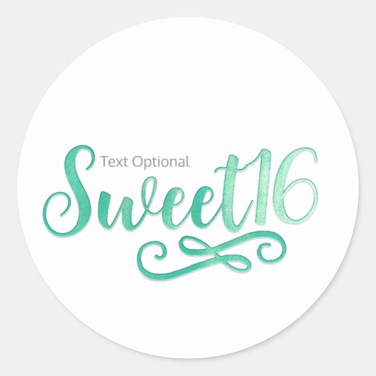 Sticker Rond Sweet 16 Minty Green Anniversaire Fête Favor (Devant)