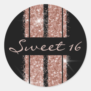 Sticker Rond Sweet 16 Nouveau conducteur Pink Parties scintilla