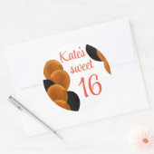 Sticker Rond Sweet 16 Orange Noir Simple (Enveloppe)