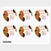 Sticker Rond Sweet 16 Orange Noir Simple (Feuille)